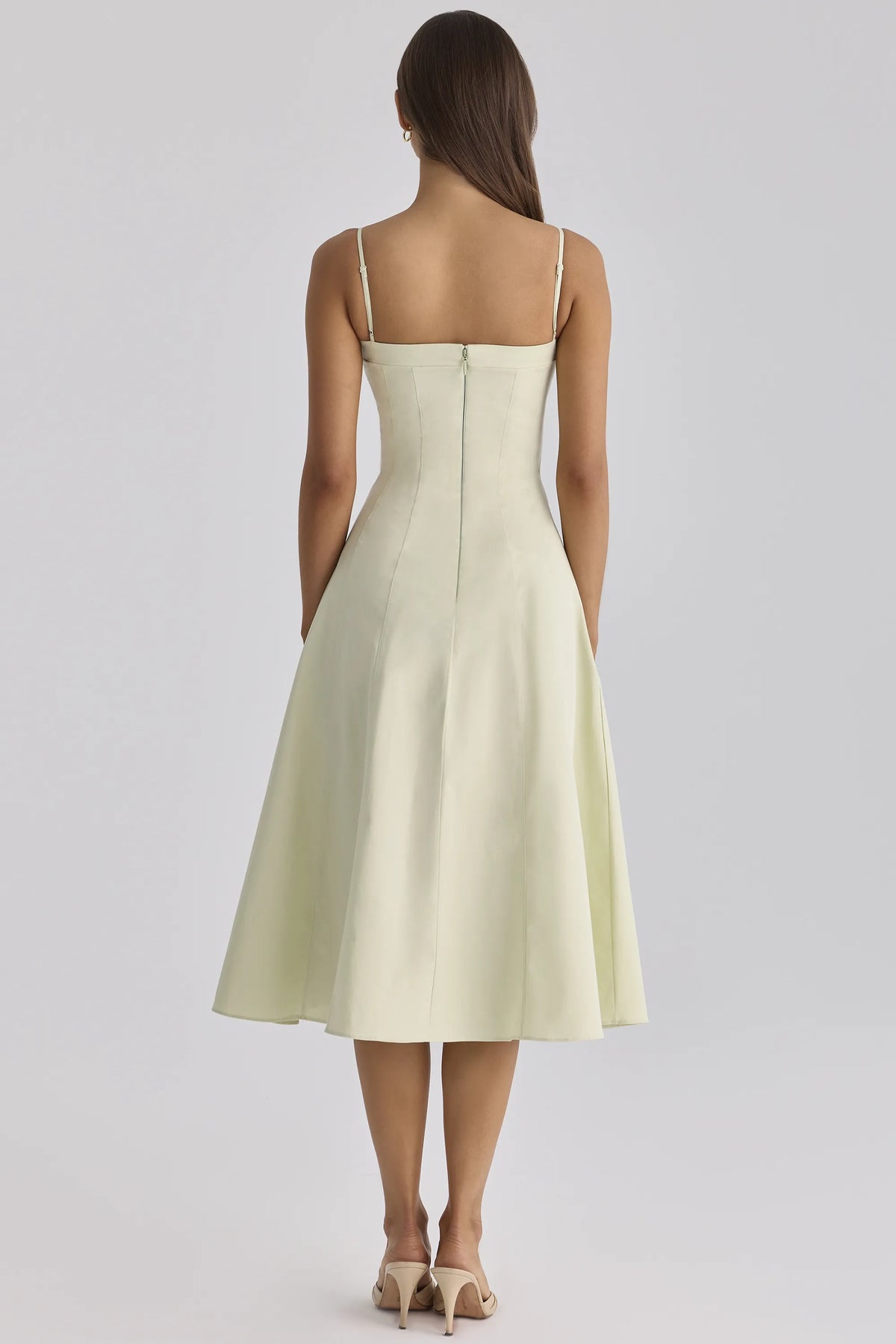 Dolly Matcha Green Cotton Flared Midi Sundress