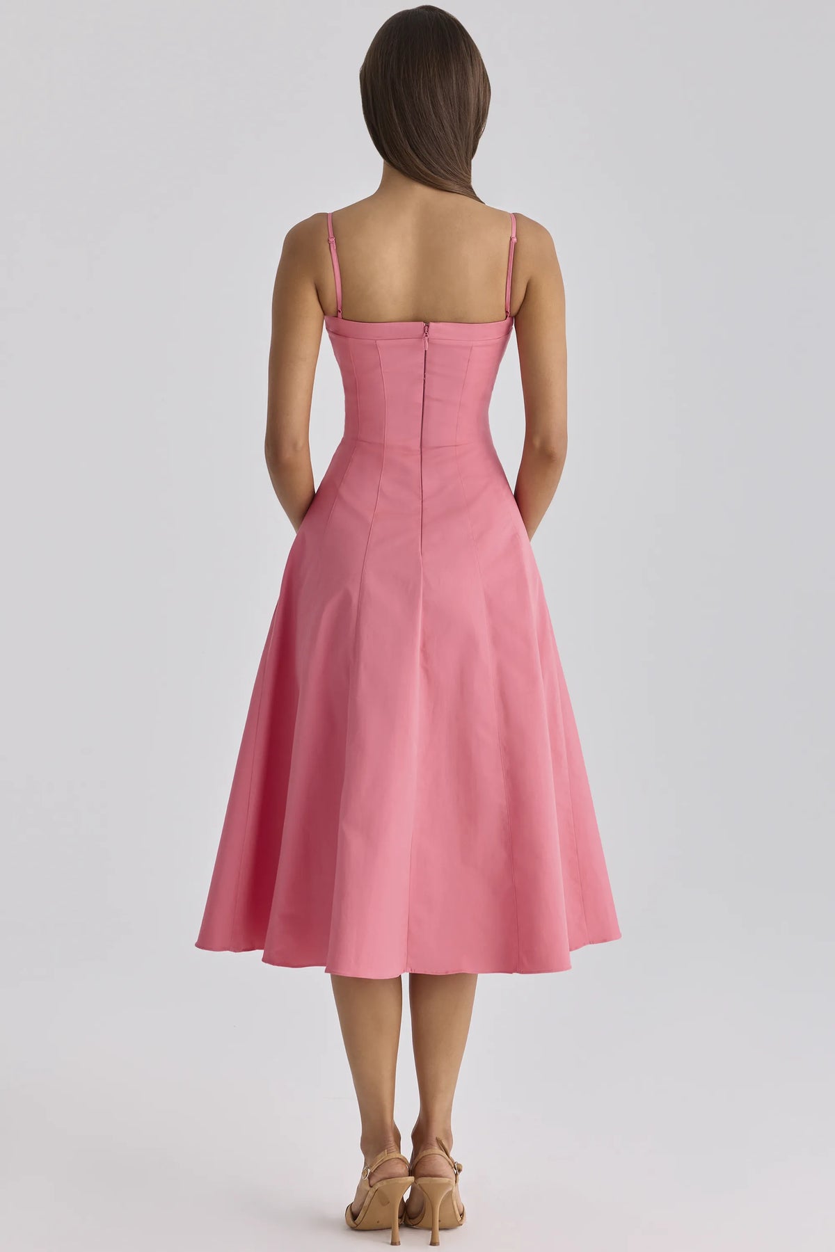 Dolly Raspberry Cotton Flared Midi Sundress