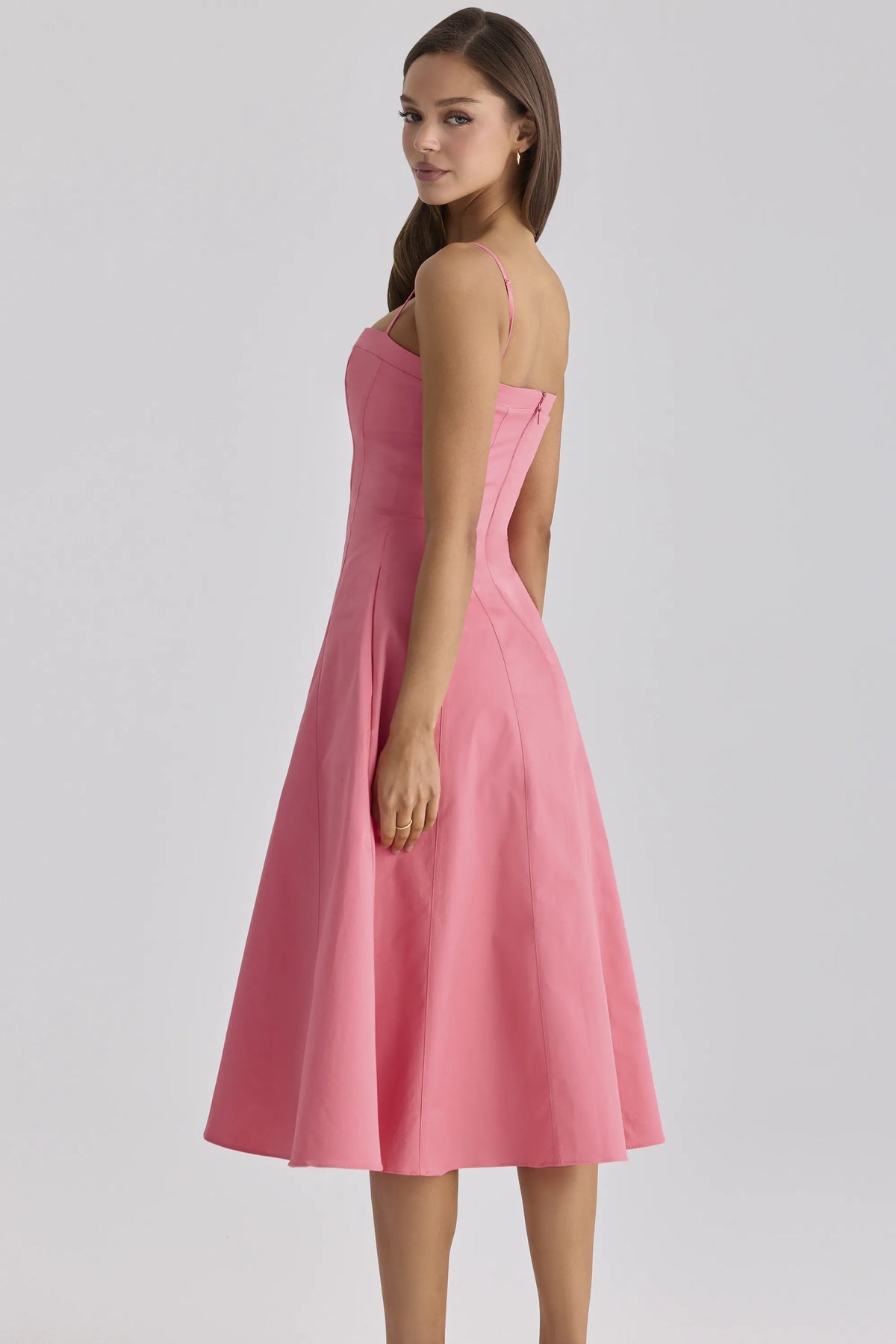 Dolly Raspberry Cotton Flared Midi Sundress