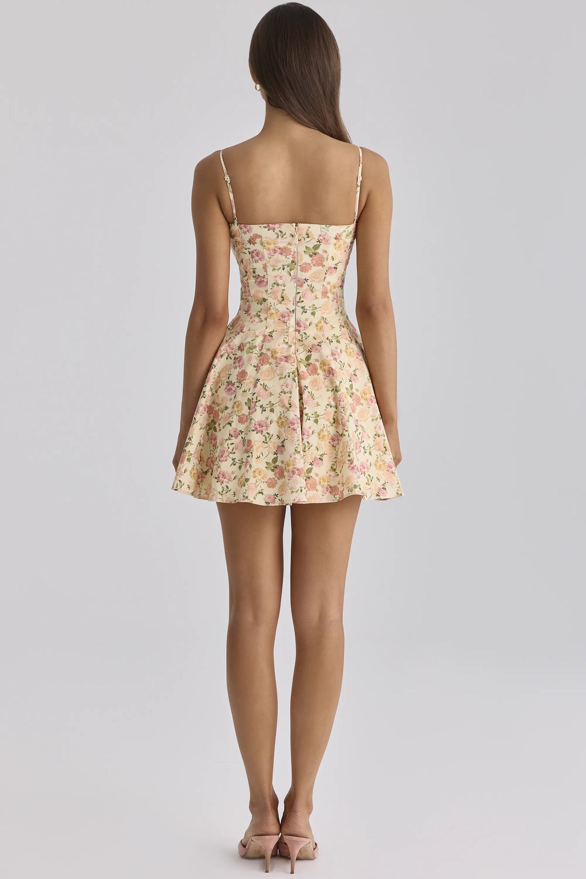 Dolly Warm Rose Print Cotton Flared Mini Sundress