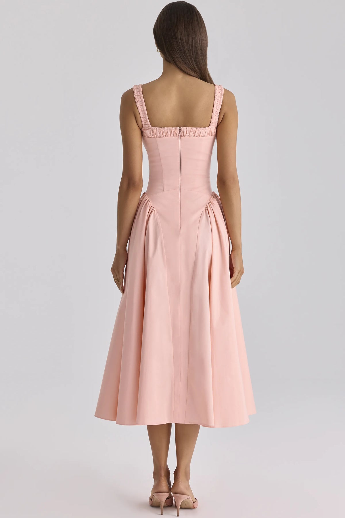 Dorothy Peach Cotton Midi Sundress