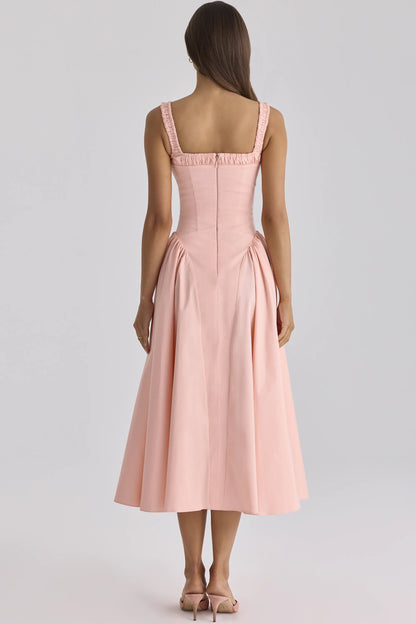 Dorothy Peach Cotton Midi Sundress
