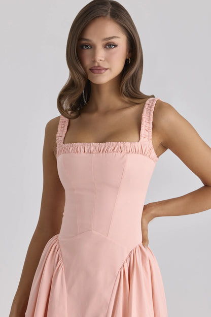 Dorothy Peach Cotton Midi Sundress