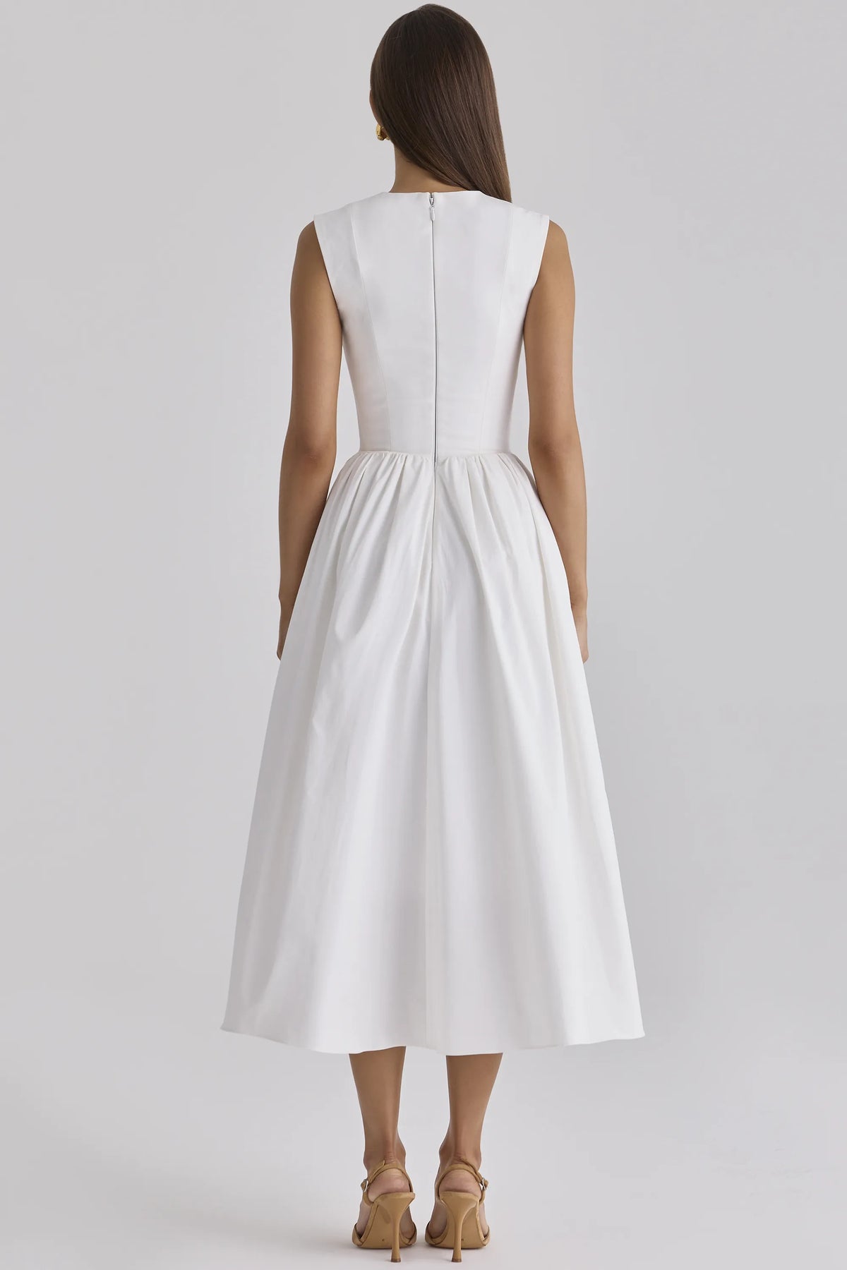 Emmy White Cotton Midi Sundress