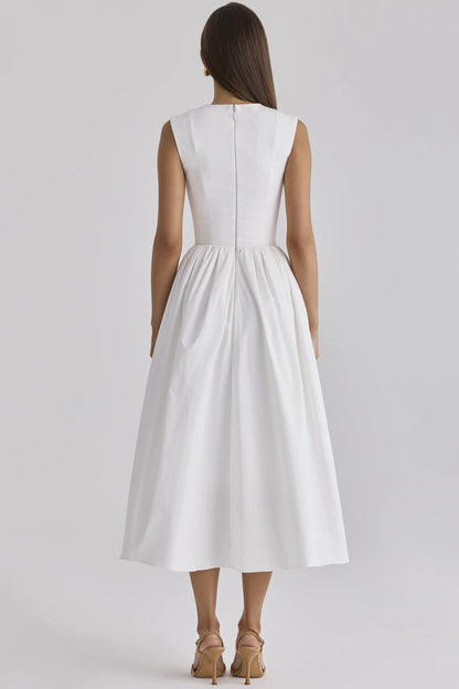 Emmy White Cotton Midi Sundress