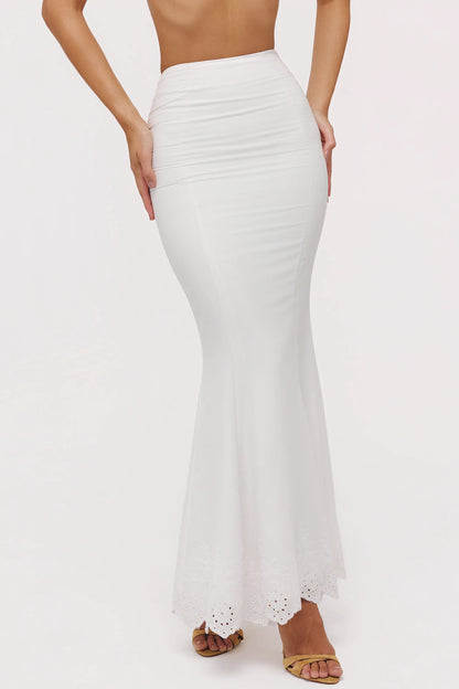 Isorella White Broderie Anglaise Maxi Skirt