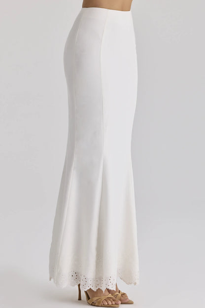 Isorella White Broderie Anglaise Maxi Skirt
