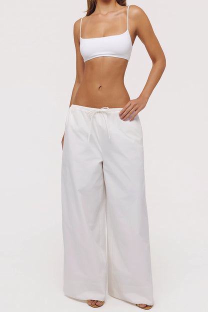 Jae White Cotton Wide Leg Trousers