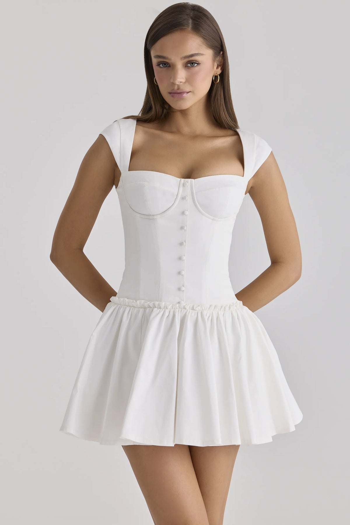 Kaia White Cotton Mini Dress