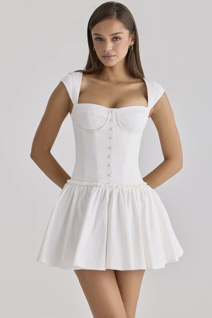 Kaia White Cotton Mini Dress