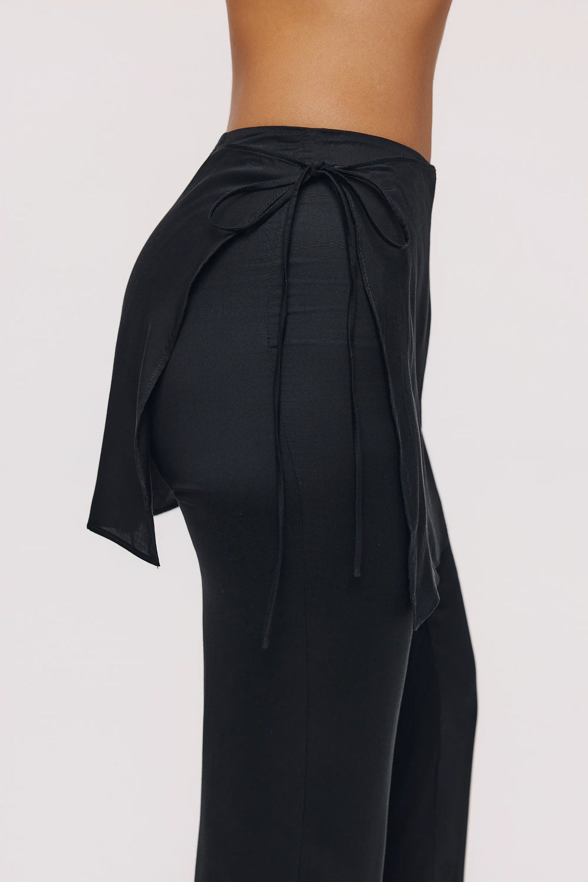 Leona Black Sateen Trousers with Over Skirt