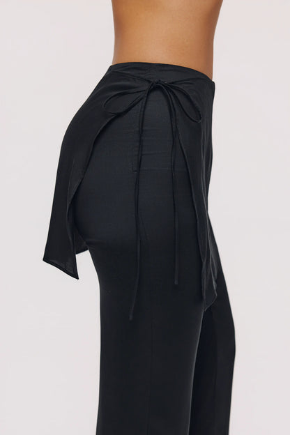 Leona Black Sateen Trousers with Over Skirt