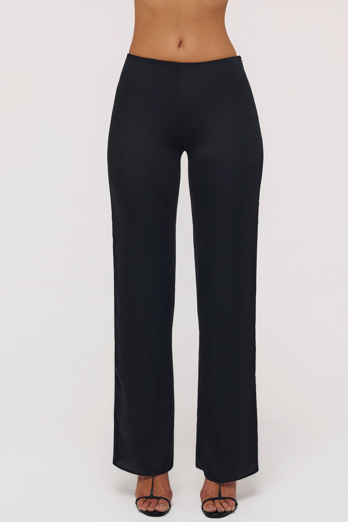 Leona Black Sateen Trousers with Over Skirt