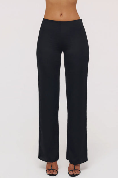 Leona Black Sateen Trousers with Over Skirt