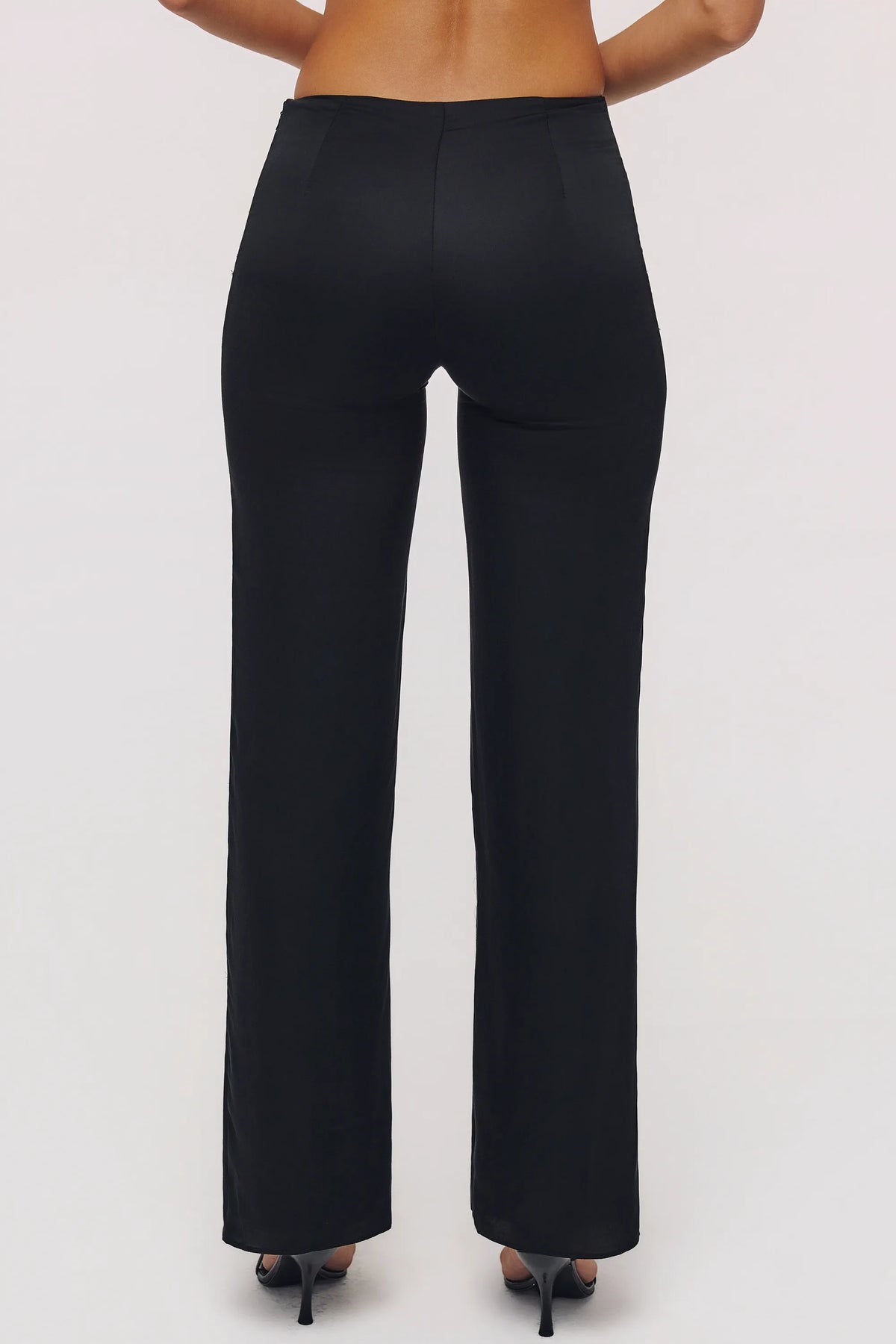 Leona Black Sateen Trousers with Over Skirt