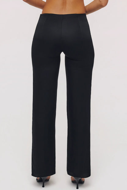 Leona Black Sateen Trousers with Over Skirt