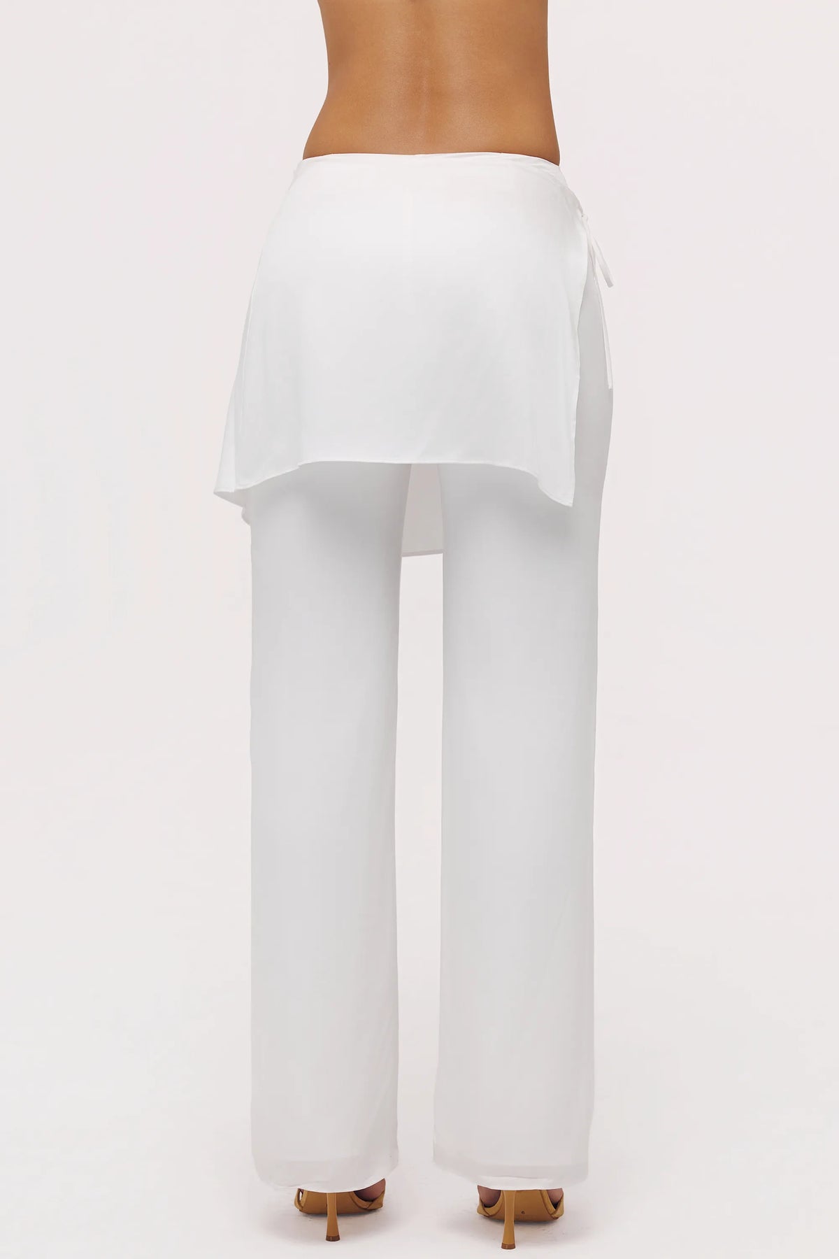 Leona White Sateen Trousers with Over Skirt