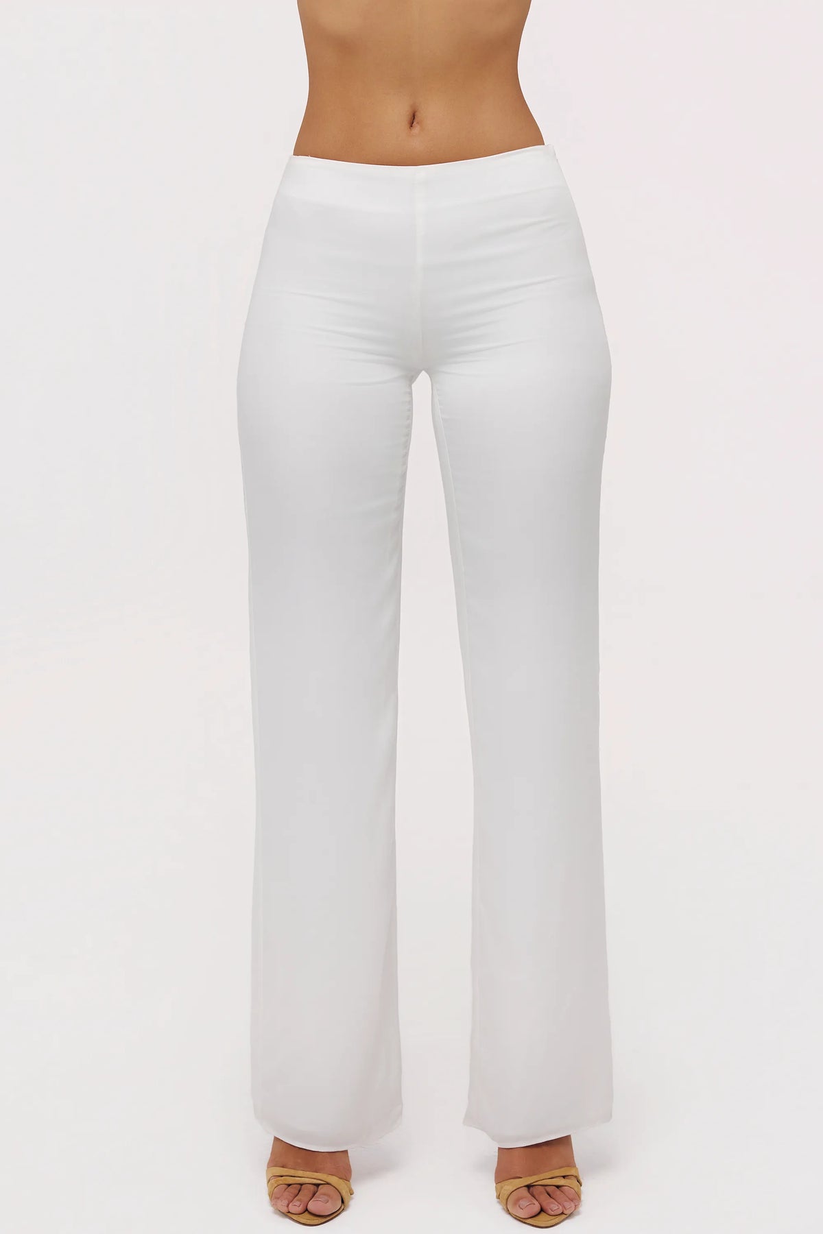 Leona White Sateen Trousers with Over Skirt