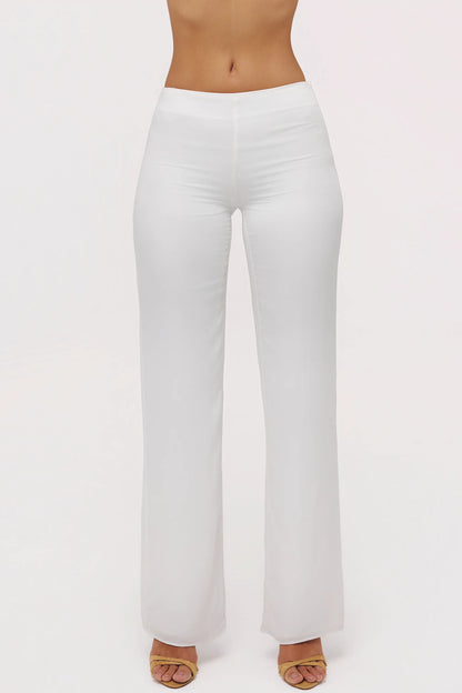 Leona White Sateen Trousers with Over Skirt