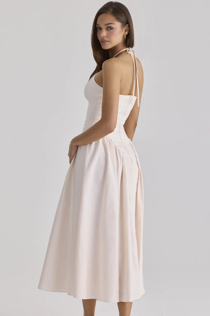 Lilli Blush Peek-a-Boo Keyhole Cotton Midi Dress