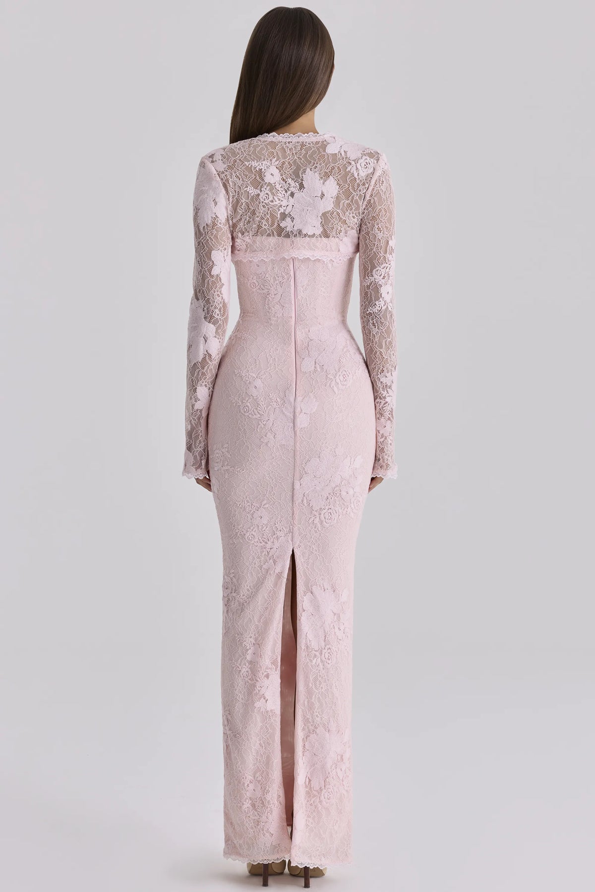 Lucienne Pink Lace Maxi Dress