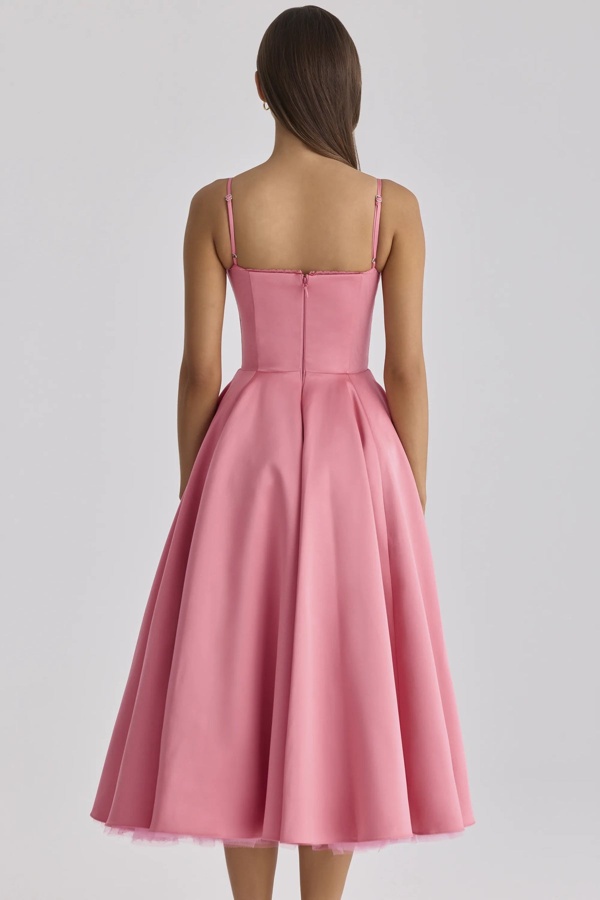 Mademoiselle Raspberry Satin Tulle Midi Dress
