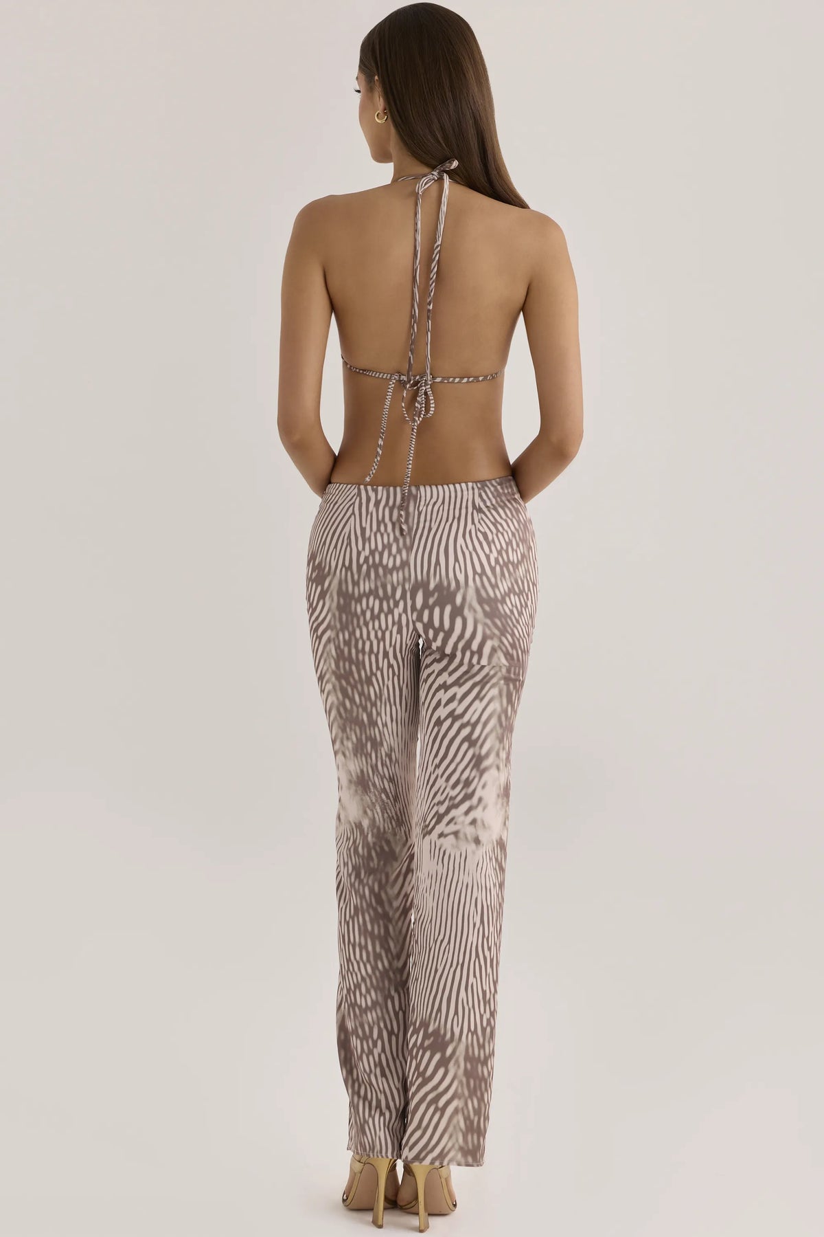 Maren Animal Print Satin Straight Leg Trousers