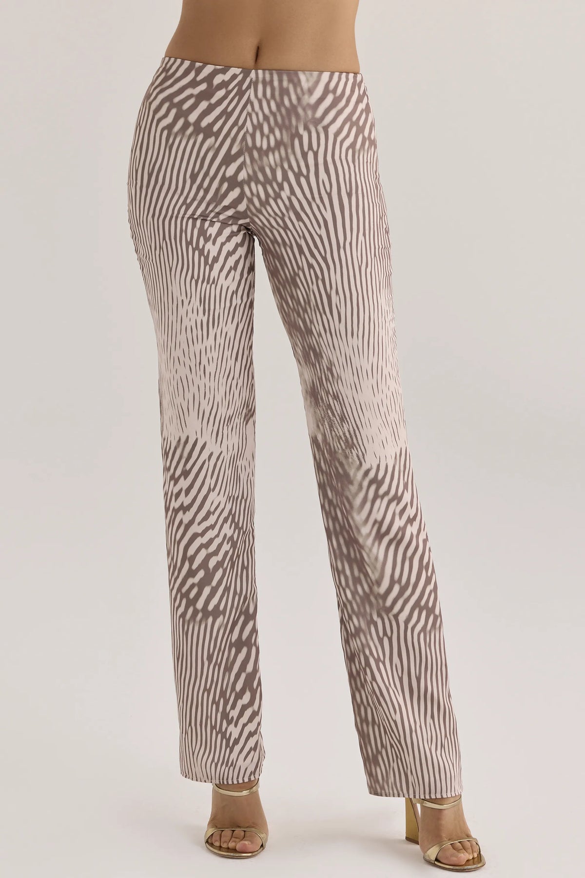 Maren Animal Print Satin Straight Leg Trousers