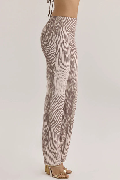 Maren Animal Print Satin Straight Leg Trousers