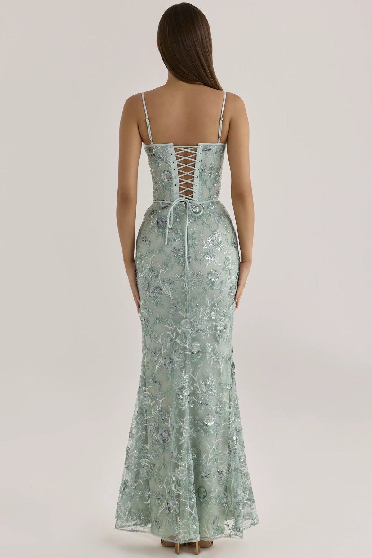 Naima Jade Hand Beaded Embellished Corset Maxi Dress