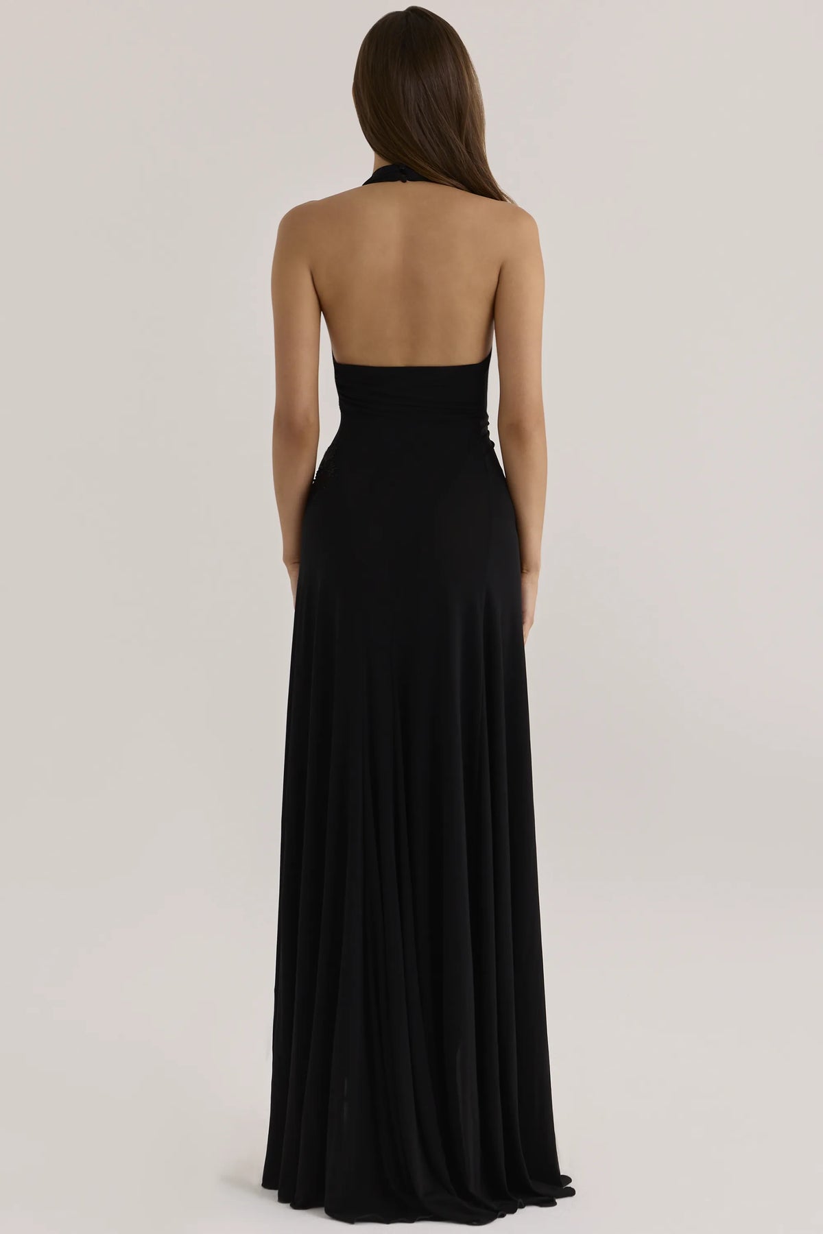 Natalina Black Custom Hand Beaded & Embellished Maxi Dress - Limited Edition