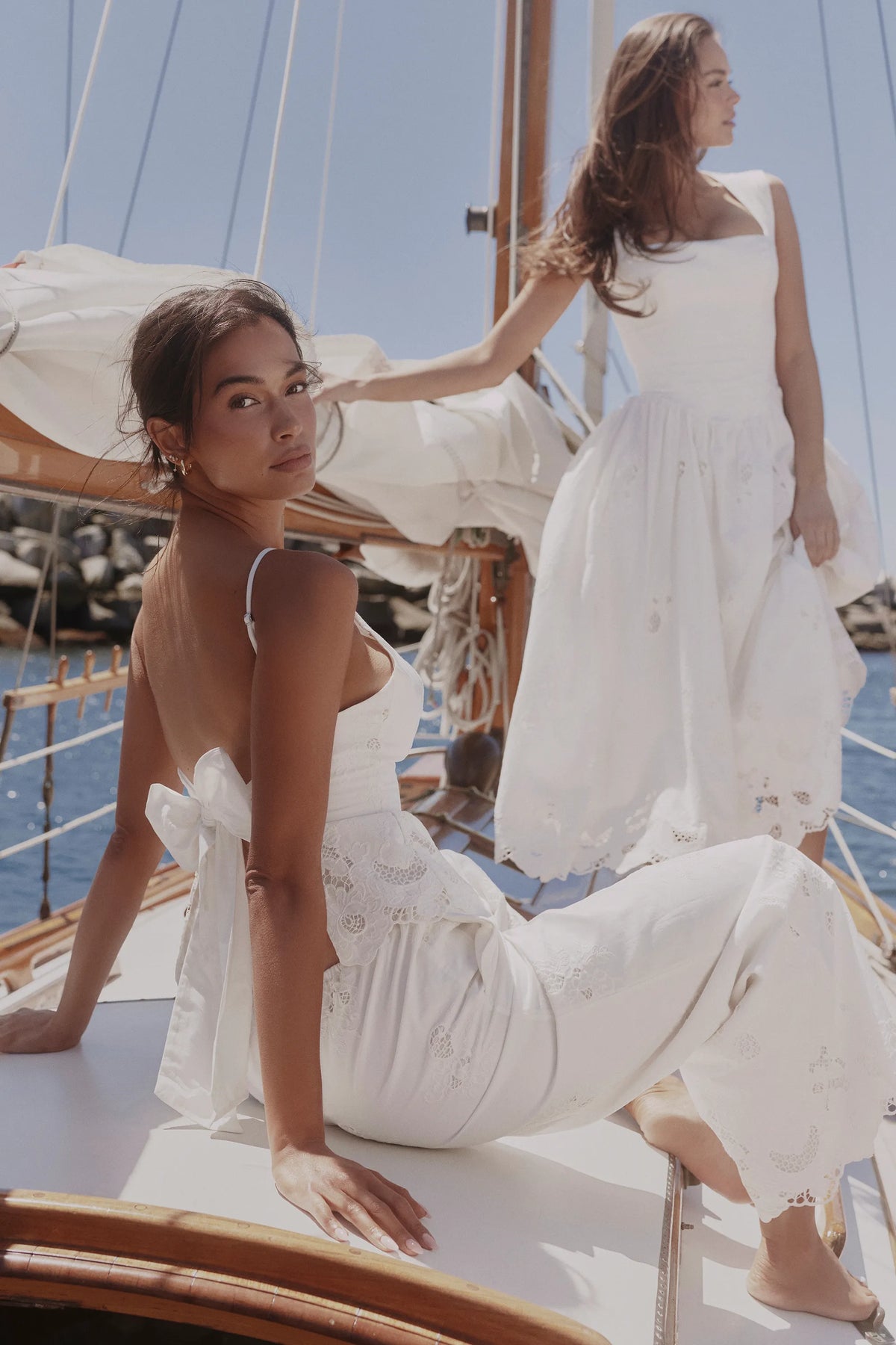 Nolia White Broderie Anglaise Cotton Bow Back Top