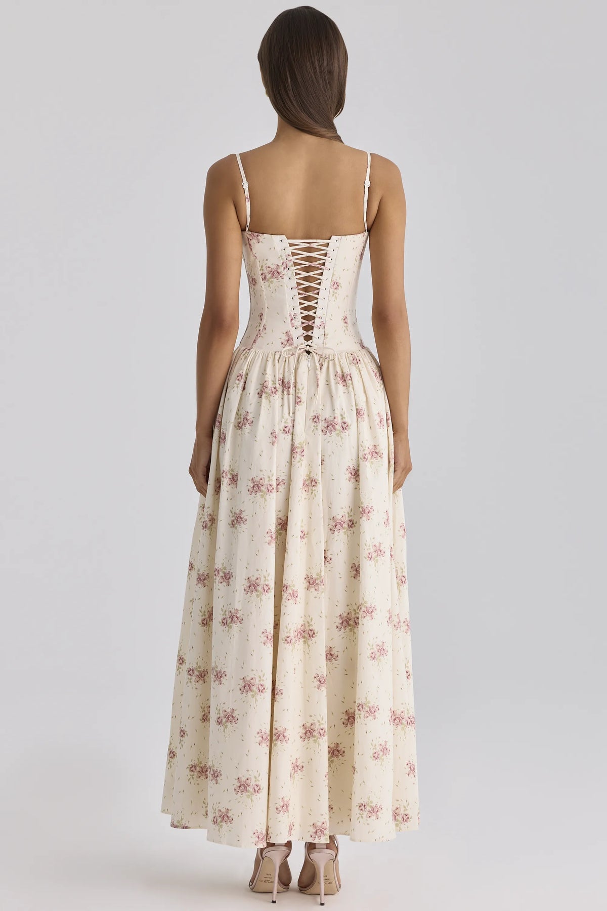 Rona Ivory Vintage Rose Print Cotton Maxi Dress