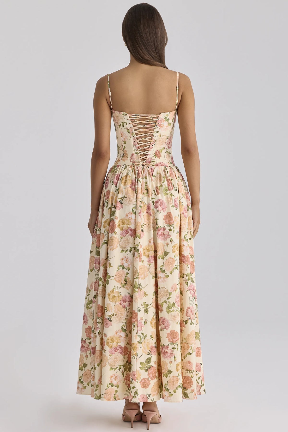 Rona Warm Rose Print Cotton Maxi Dress