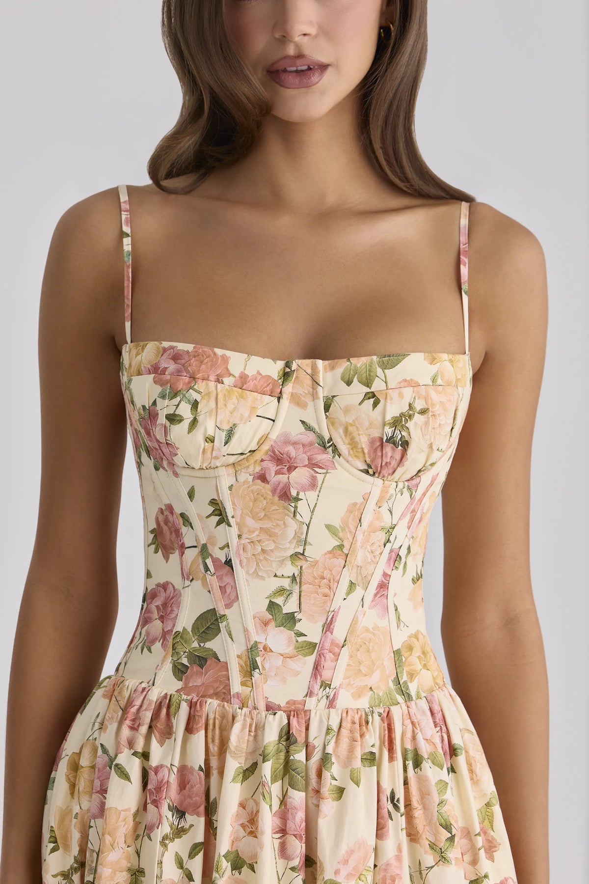 Rona Warm Rose Print Cotton Maxi Dress