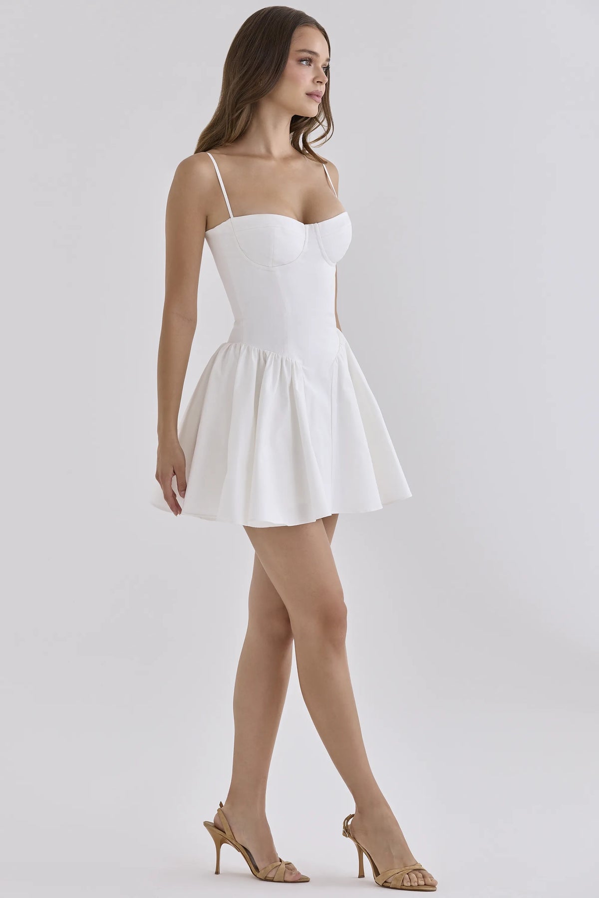 Samaria White Cotton Corset Mini Dress