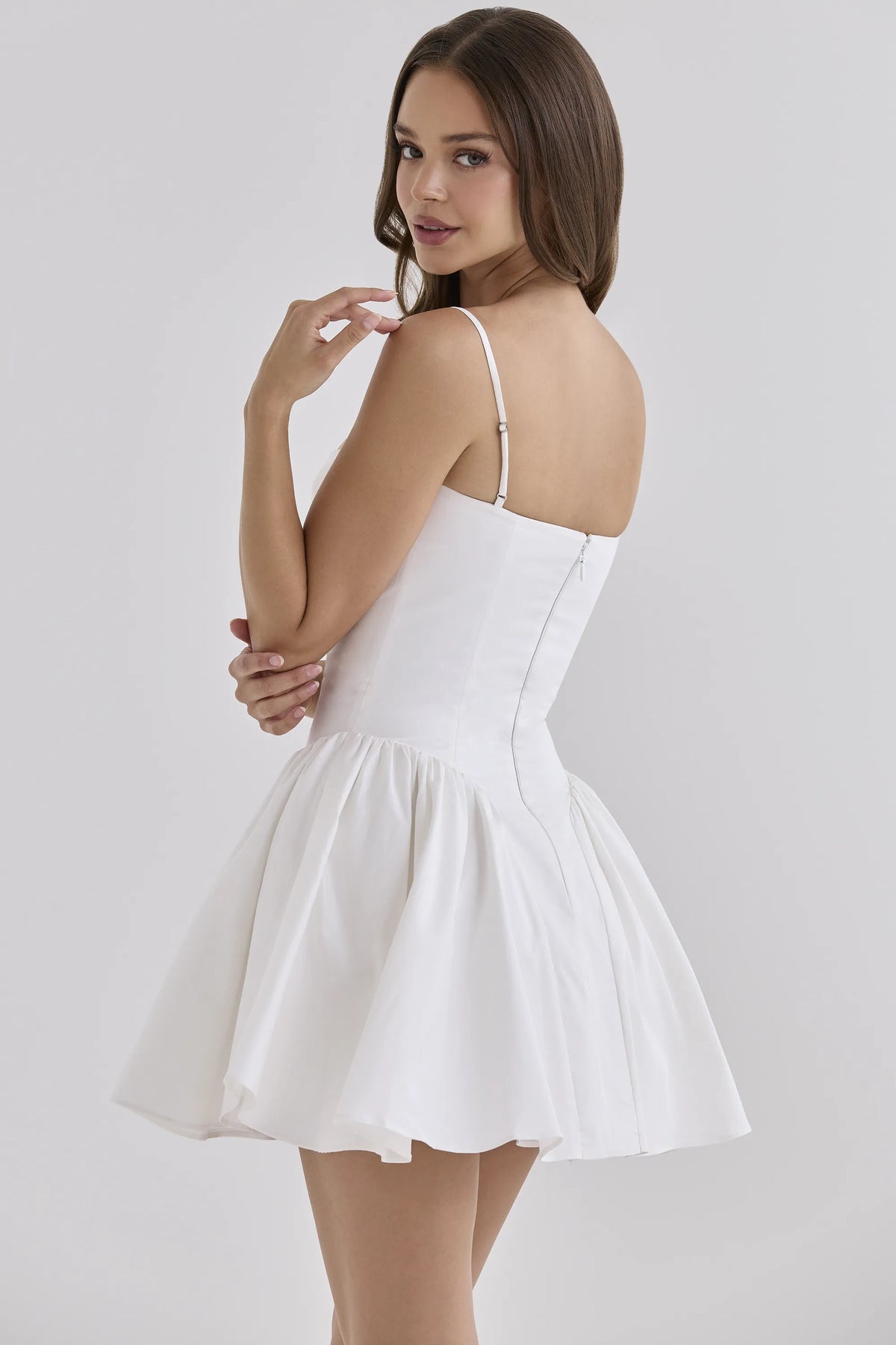 Samaria White Cotton Corset Mini Dress