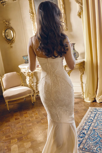 Felicia Vanilla Chiffon & Lace Gown