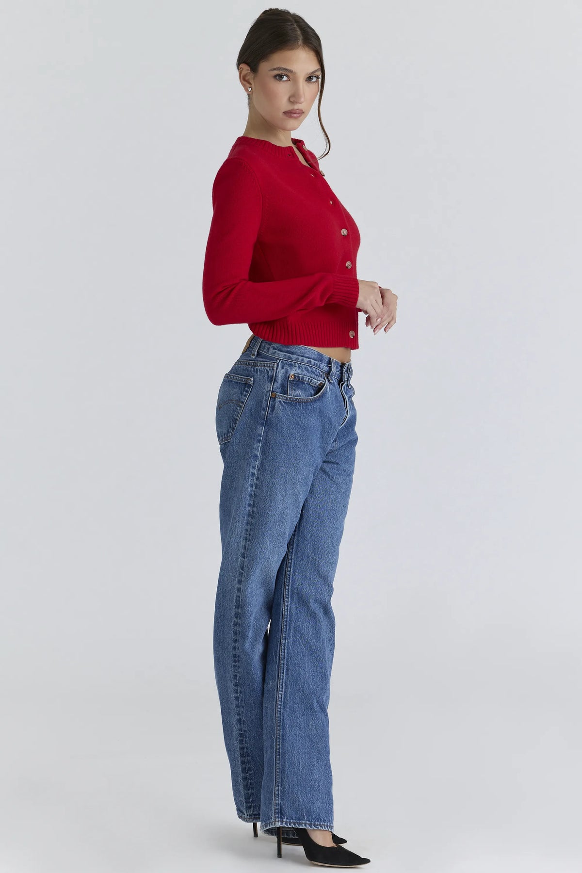 Signature Red Cashmere + Merino Wool Cardigan
