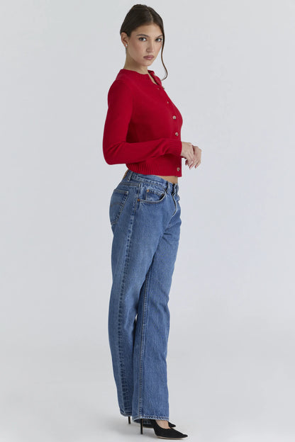 Signature Red Cashmere + Merino Wool Cardigan