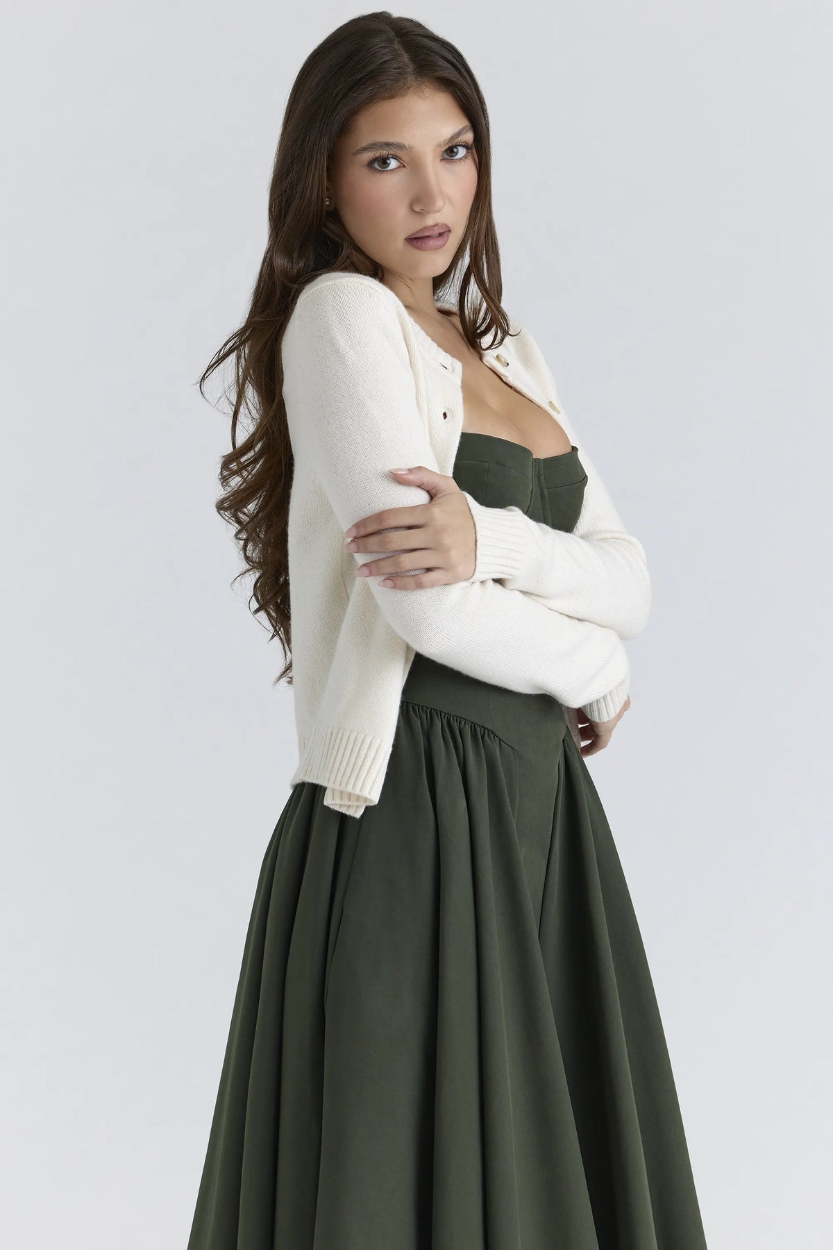 Signature Ivory Cashmere + Merino Wool Cardigan