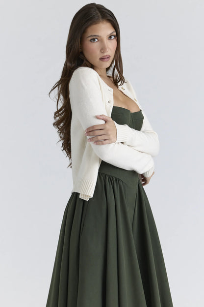 Signature Ivory Cashmere + Merino Wool Cardigan