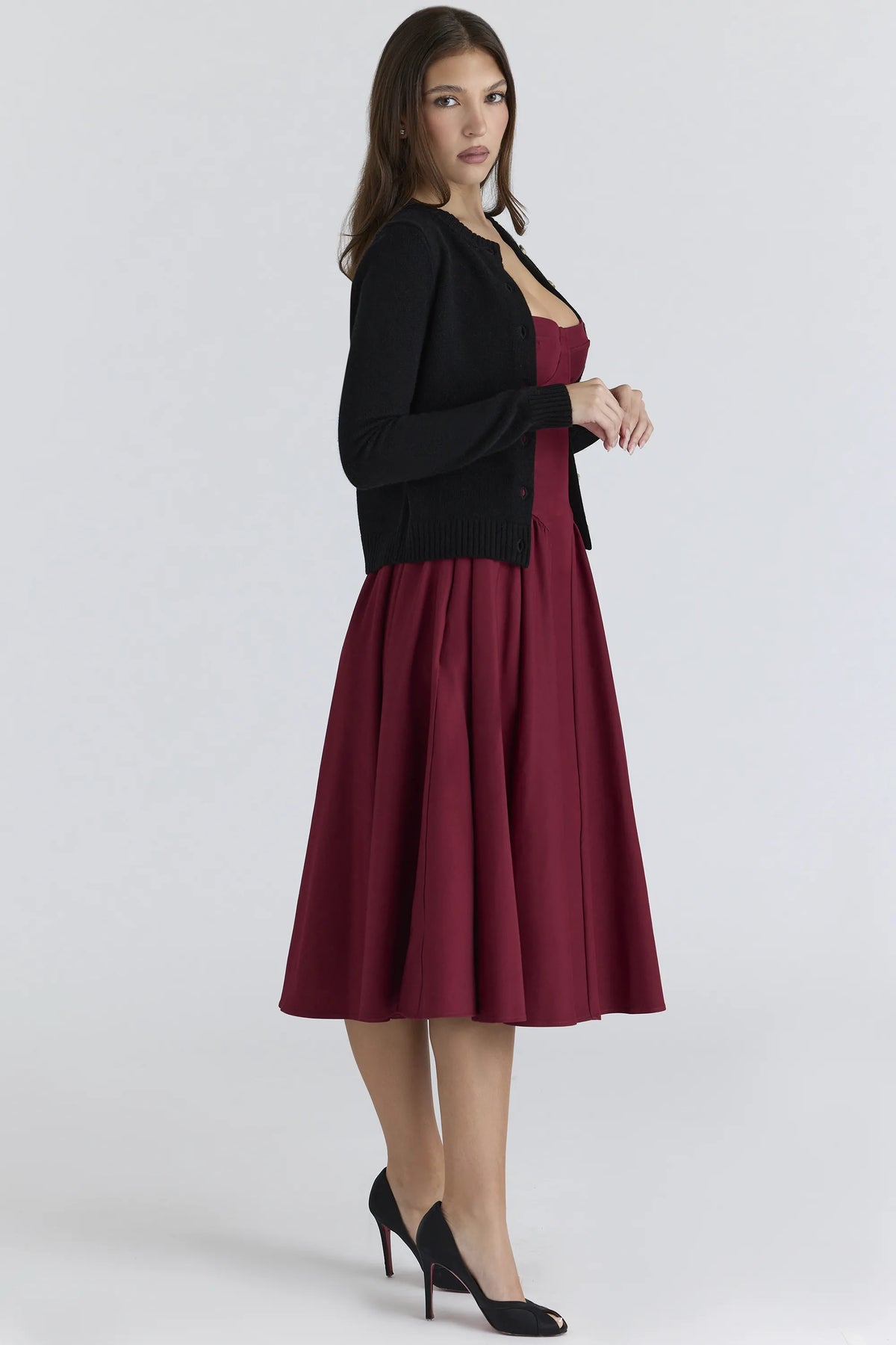Signature Black Cashmere + Merino Wool Cardigan