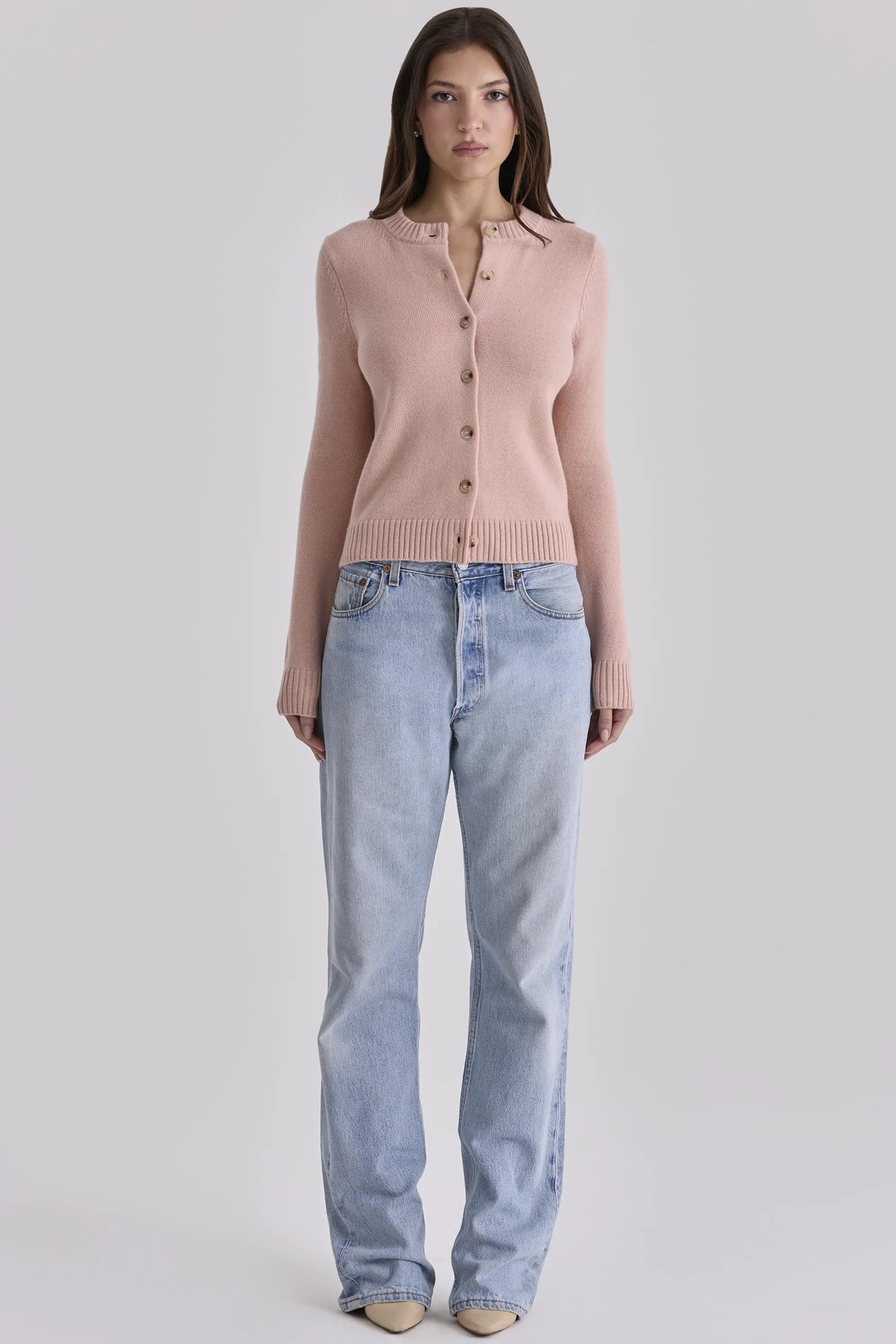 Signature Peach Cashmere + Merino Wool Cardigan