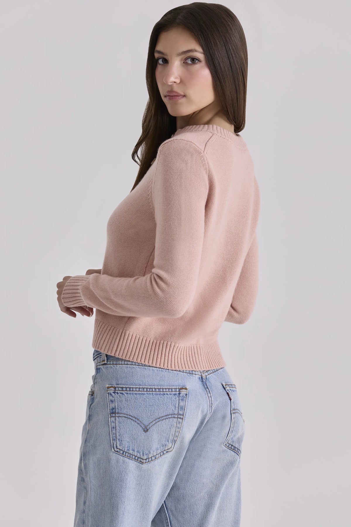 Signature Peach Cashmere + Merino Wool Cardigan