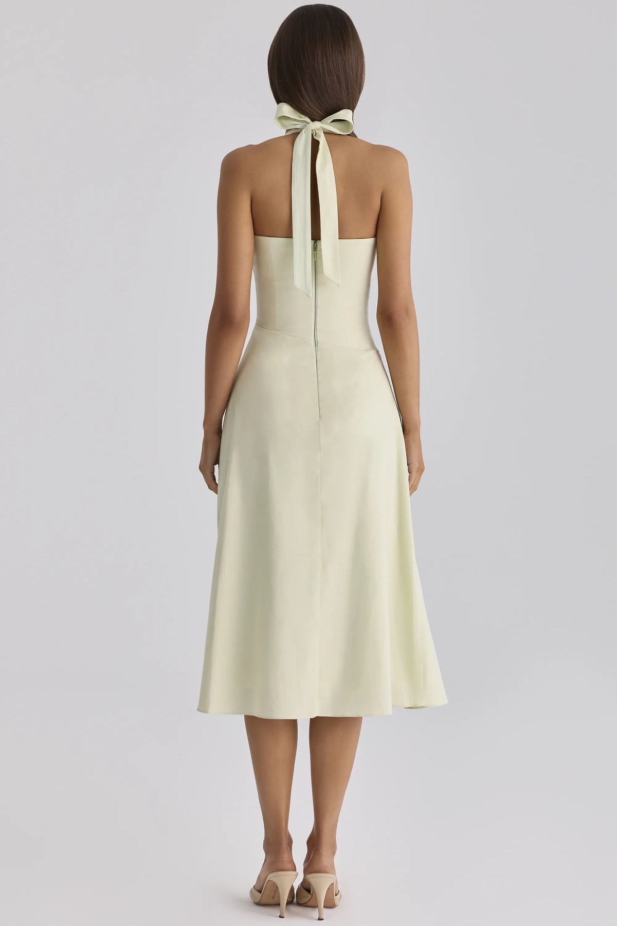 Tallulah Matcha Green Cotton Halter Neck Midi Dress