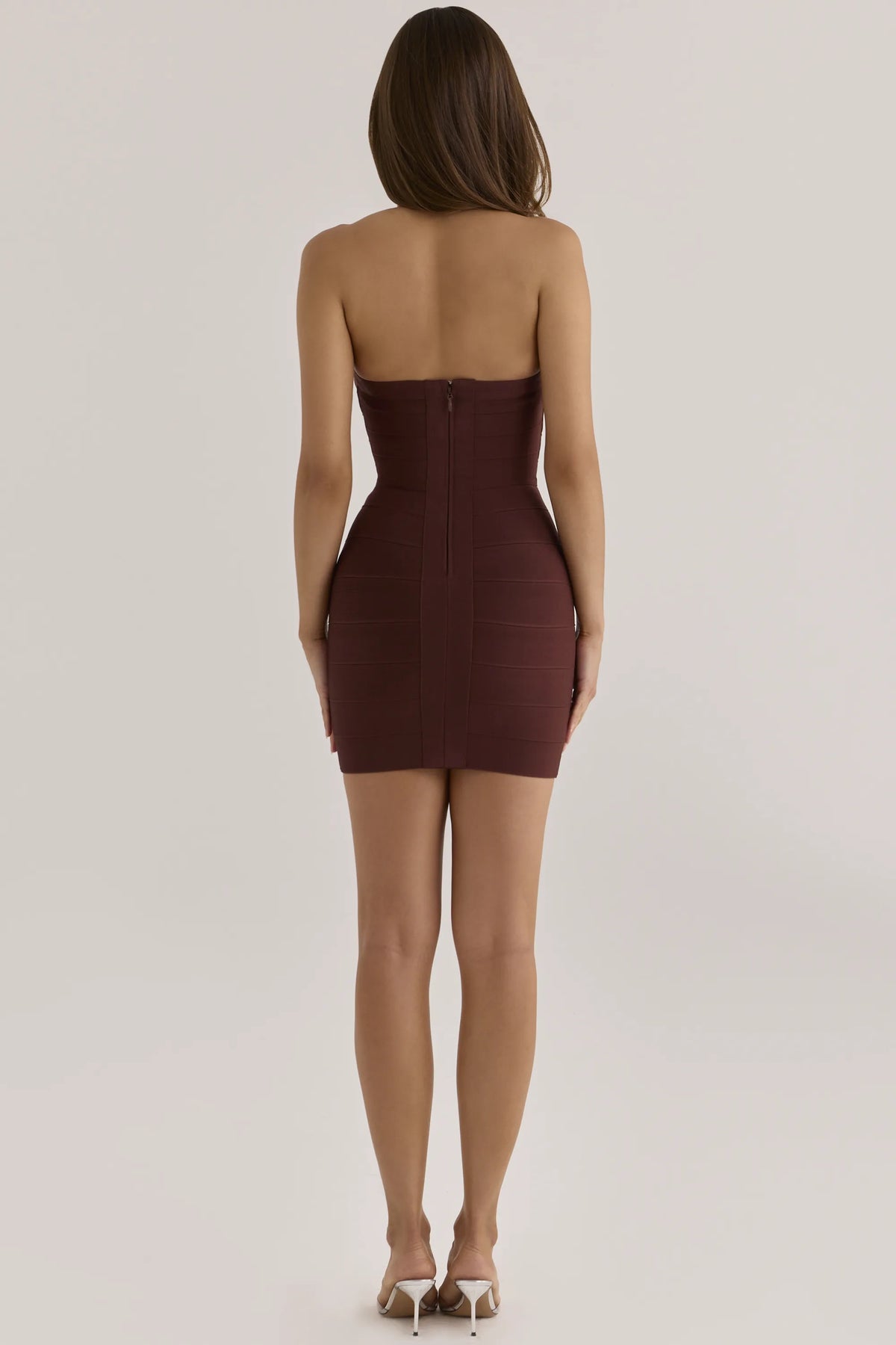 The Contour Burnt Sugar Sculpting Halter V Waist Mini Bandage Dress