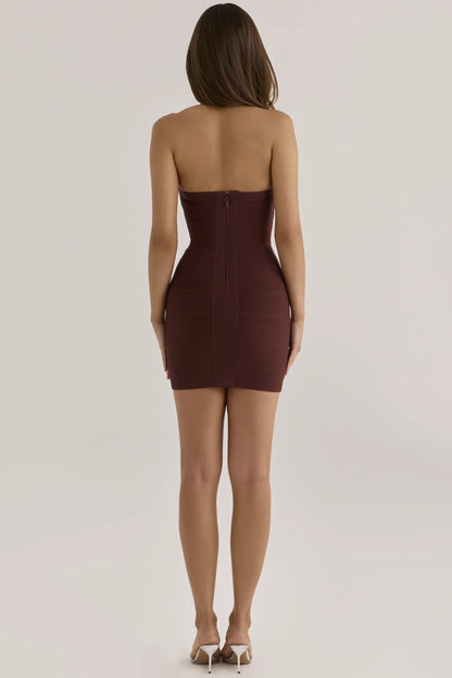 The Contour Burnt Sugar Sculpting Halter V Waist Mini Bandage Dress