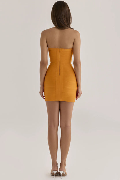 The Contour Mango Sculpting Halter V Waist Mini Bandage Dress