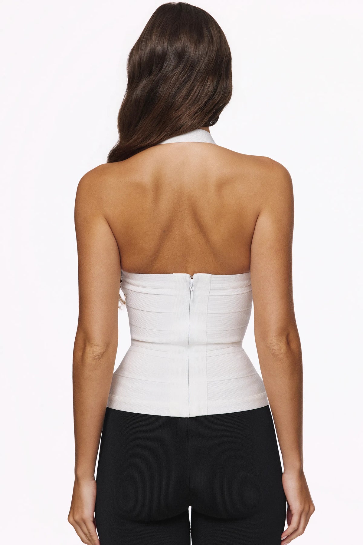 The Contour True White Sculpting Halter V Waist Bandage Top